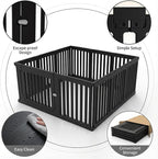 11 Panels Plastic Dog Playpen, Expandable & Durable Pet Fence - Indoor & Outdoor Portable with Secure Locking Door, Durable Safety Play Pen with Puppy, Cat, Small Animal(Black, 23.62" H)