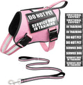 Service Dog Vest Harness and Leash Set+10 Patches,Easy Walk Pink S | No Pull&Adjustable Reflective Dog Harness Small Sized,Dog Leash with 2 Soft Padded Handles,for Training Hiking Walking