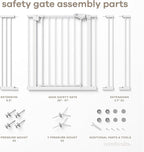 Comfy Cubs Baby Safety Gate with 3 Extensions - Adjustable 42" x 1.9" x 30" Q195 Steel Doorway Barrier - Powder-Coated Finish for Stairs and Doorways - Walk-Through Design Pet Gate - White