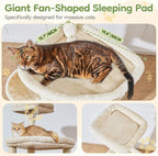 Taoqimiao Cat Tree for Large Cats, 72In Tall Cat Tower, Giant Platform | Widened Cat Condo with Large Scratch Board, 5 Scratching Posts, Metal Frame Hammcock, Cozy Basket, Beige, MS045M