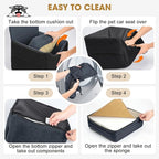 JOEJOY Dog Car Seats for Small Medium Dogs Under 35lbs, Dog Booster Seat with Detachable Washable Cover and Cushion, Memory Foam Pet Car Seat with Safety Belt and Storage Pockets (DG)