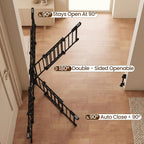 Mumeasy 30" Tall Baby Gate for Stairs, 36.2-55.1" Expandable Hardware Mounted (Drill Needed), Removable No Bottom Bar Dog Gate, Auto Close Wide Walk Thru Safety Gate for Doorways, Pets& Toddlers,Black