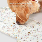 PWTAA Dog Food Mat Anti-Slip Silicone Dog Bowl Mat Thicker Pet Placemat Waterproof Cat Feeder Pad with Raised Edge Puppy Kitten Feeding Mats Suitable Small Medium-Sized Dogs Cats Eating Tray
