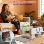 2PACK Stainless Steel Cat Litter Box, Extra Large Litter Boxes for Big Cats | High Sided, Anti-Urine Leakage, Odor Free, Non-Sticky, Easy Cleaning, Include Mat & Scoop