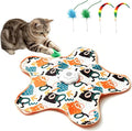 Interactive Cat Toy for Indoor Cats,Rechargeable Touch Activated Hide and Seek Cat Toys with Bird Squeaky, 2000 mAh Battery, Cats Feather Toy with 4 Cat Wands Colorful，for All Breeds