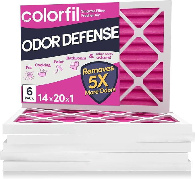 14x20x1 Air Filter (6-Pack) | Made in the USA | Color Changing | Remove Cat and Dog Odor | MERV 8 for Pet Hair Dander and Dust | 13.5"x19.5"x0.75" Exact Size