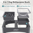 UPSKY 2-in-1 Elevated Dog Bowls Slow Feeder, 4 Height Adjustable Raised Bowl Stand, No Spill Dog Water Bowls, Anti-Slip Food and Water Bowls for Small Medium Dogs(Not Include Stainless Steel Bowl)
