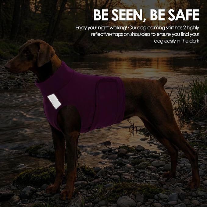 KOESON Reflective Dog Anxiety Vest, Adjustable & Breathable Thunder Jacket for Dogs, Lightweight & Soft Calming Vest for Dogs, Stress Relief Dog Compression Shirt for Thunder, Fireworks, Separation