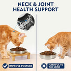 DoogCat Raised Cat Bowl, Elevated Cat Bowls with Bamboo Stand, Set of 2 | Premium Stainless Steel Bowls, Adjustable Height, Whisker-Friendly Design, Elevated Feeding, Easy to Clean