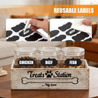 Dog Food Storage Container Pet Treat Organizers with 3 Jars Dog Stuff Dog Treat Container for Countertop Farmhouse Decor Gift for Pet Dog Cookie Cat Treat Jar
