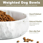 Karibiber Grey Marble Dog Bowl, 6lbs Non-Slip,Non-Tipping Heavy Dogs Food Bowl, Large Dog Dish, Weighted Food and Water Bowls for Large Dogs, Natural Marble, Easy to Clean, Holds 6 Cups