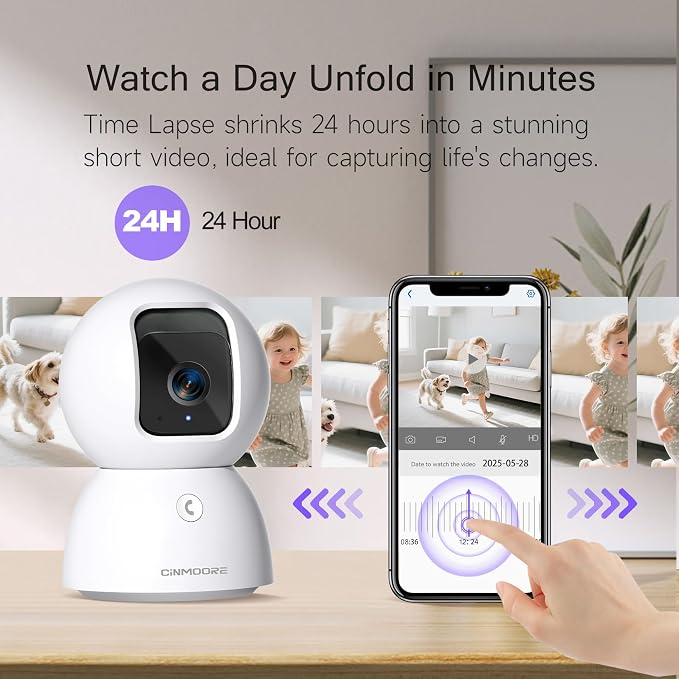 5G Security Camera Indoor, 3K Pet/Dog Camera with Speaker/Phone App, PTZ WiFi Baby Monitor Cameras for Home Security