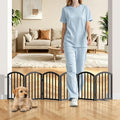 SNUOWU 16 Inch Full Metal Freestanding Short Dog Gate for Small Dogs, Foldable 6-Panel Pet Barrier, Expands Up to 72" Wide, Indoor Safety Fence for Doorway, Home & Stairs, Black