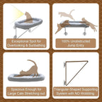 Zakkart Cat Window Perch - 100% Metal Supported from Below - Comes with Warm Spacious Pet Bed - Cat Window Hammock for Large Cats & Kittens - for Sunbathing, Napping & Overlooking (Grey)