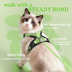rabbitgoo Cat Harness and Leash Set, Escape Proof Vest, Light Green | Soft Breathable Mesh, Easy Adjustable Fit, Snap Buckles, Sturdy Clip, Reflective Strips, for Kittens & Small Cats Walks, Xxs