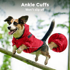 JoyDaog Dog Raincoat with Hood, Waterproof Dog Rain Jacket for Medium Dogs | Waterproof dog rain jacket with hood and pockets for rainy walks, outdoor activities and everyday protection,Red M