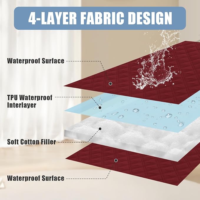 Smiry Waterproof Reversible Pet Couch Covers for Dogs | Pet Friendly, Soft Fabric, Washable Sofa Furniture Protector for Dogs Cat Kids, Checkered (68"x82", Wine Red/Wine Red)