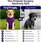 SurgiSnuggly Veterinary Invented Dog Surgical Recovery Suit for Female Spay or Male Dogs Neuters,Cone Alternative, Original Dog Onesie Bodysuit for After Surgery Small, Medium, Large Dogs XLS EC