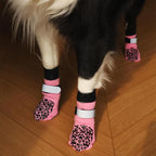 Dog Socks to Prevent Licking Paws, Anti Slip Dog Boots & Paw Protectors for Hardwood Floors, Toe Grips for Small Medium Large Senior Dogs, Dog Shoes for Hot/Cold Pavement(Pink Bone,XS)