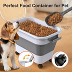 Dog Food Storage Container, 15-23 Lbs Collapsible Dog Food Container with Transparent Airtight Lid, Wheels and Scoop, Travel Pet Food Storage Container for Cat, Dog and Bird, Keep Dry Food Fresh