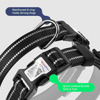 Airtag Dog Collar, Reflective Ultra-Durable Nylon Padded with QR Code Buckle & IP68 Waterproof Air Tag Holder Compatible for Apple AirTag, Comfortable for Small Medium Large Dogs(Black,S)