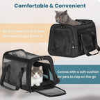 PETSFIT 19 x 12 x 12 Large Cat Carrier | Roomy Escape-Proof Cat Car Seat, Safe Driving, Lockable Zippers & Safety Tether, Soft-Sided Travel Carrier