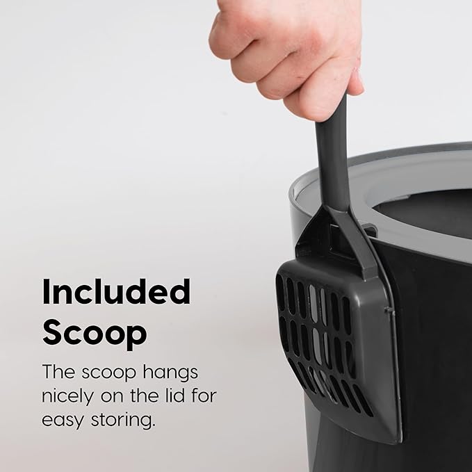 IRIS USA Large Top Entry Cat Litter Box, Hooded Privacy, Black/Gray | Dog-Free Zone, Mess Containment System, Protected Interior, Secure Lid Access, Reduced Tracking, Odor Trapping