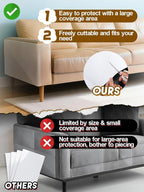 Acostop 12"x136" Cuttable Cat Scratch Furniture Protector for Leather Couch | Transparent Easy to Remove Anti-Scratch Couch Protector from Cat, No Pins