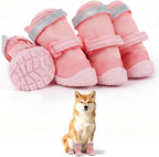 Breathable Hot Pavement Dog Shoes for Small & Medium Dogs(Pink, 4# | Adjustable Double Strap and Non-Slip Dog Boots Paw Protectors for Walking Running Hiking, Soft Comfortable Safe Easy to Wear