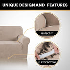 Stretch Sofa Cover Couch Covers for 3 Cushion Couch Furniture Protector Sofa Covers with Non Slip Elastic Bottom Pet Friendly Articles, Sofa(72 to 92 in), Sand