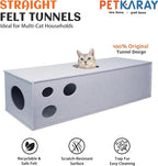 PETKARAY Cat Tunnel, Original Cat Hideaway Cave for Indoor Cats, Large Kitten Play Tubes and Tunnels, Soft Felt Cat Toy with Interactive Peek Hole， Grey Straight