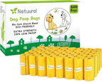 Dog Poop Bags Rolls-600 Counts, 40Rolls, Biodegradable Poop Bags Made of Cornstarch, 100% Leak Proof and Easy to Open (Yellow)