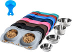 Hubulk Pet Dog Bowls 2 Stainless Steel Dog Bowl with No Spill Non-Skid Silicone Mat + Pet Food Scoop Water and Food Feeder Bowls for Feeding Small Medium Large Dogs Cats Puppies (Extra Large, Gray)