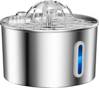 Cat Water Fountain Stainless Steel - 74oz/2.2L Automatic Large Pet Watering Bowl Dispenser for Indoor Cats - Drinking Fountains with 6 Filter, Gifts for Dogs and Kitty - Dog Waterer Bowls No Spill