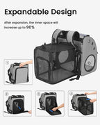 Expandable Cat Backpack Carrier for Small Cats/Dogs Airline Approved | Pet Carrier Backpack with Large Space/Breathable Mesh/Anti-Collapse,for Travel/ Hiking/Camping/Vet, Up to 18 lbs