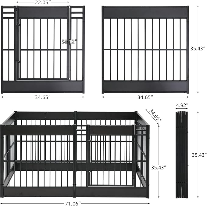 Dog Playpen, 35.4" Height Dog Pen Indoor, Heavy Duty, Safe and Sturdy, Furniture Style Puppy Pen