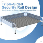 Elevated Dog Bed with Guardrail, Raised Pet Bed for Medium Dogs | Rust-resistant stainless steel frame with safety fence & soft cotton fabric. Anti-slip feet for secure indoor and outdoor use