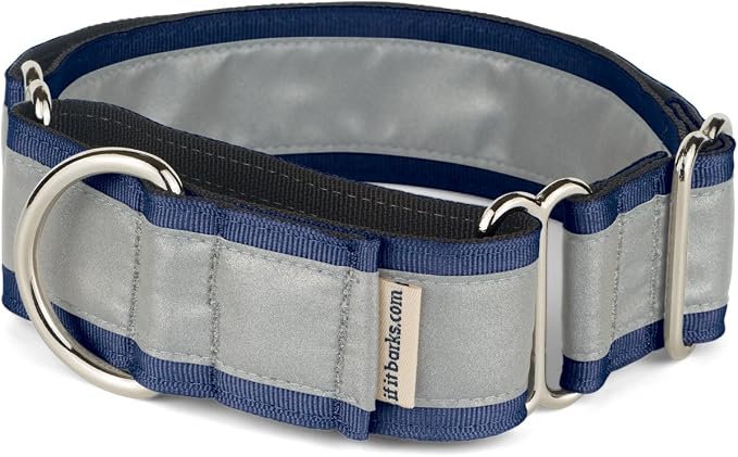 If It Barks - 1.5" Reflective Martingale Collar for Dogs - Adjustable - Made in USA - Strong, Durable, and Comfy - Ideal for Training - Suitable for Most Breeds - Medium, Navy