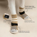 PUPTECK Anti-Slip Dog Socks with Double Sides for Small Medium Large Dogs Hardwood Floors Prevents Licking, Dog Shoes for Hot Pavement Traction Control Paw Protector for Senior Dogs, Striped Khaki XS