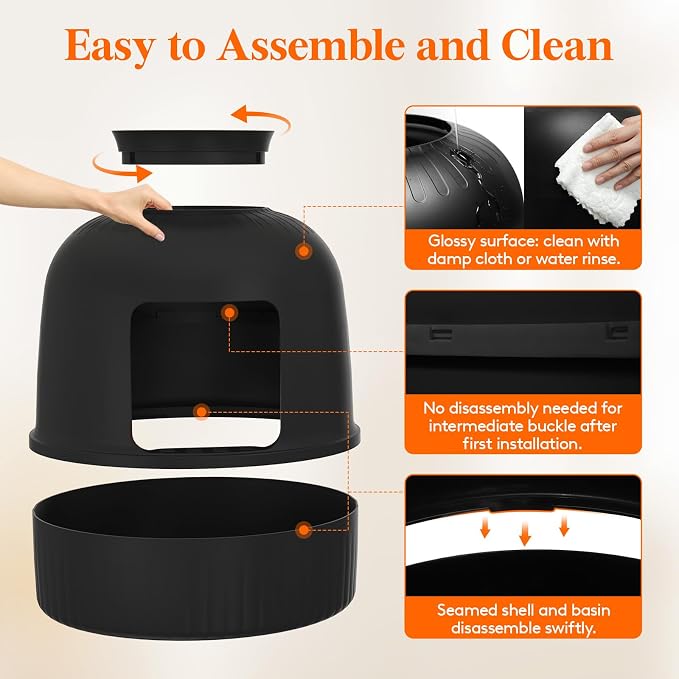 Lifewit Hidden Plant Cat Litter Box with Plastic Scoop, Black | Extra Large Enclosure Litter Tray with Carbon Filter& Odor Control, Aesthetic Cats Stuff for Living Room, Bathroom, Corner