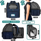 PetAmi Expandable Dog Backpack Carrier for Cats & Pets, Breathable Cat Carrier Backpack with Top Window & Multi-Entry, Ventilated Foldable Travel Carrier for Small Medium Pets up to 18 lbs, Navy