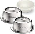 Kinn Kleanbowl Pet Bowl Stainless Steel Frame, 32 oz (Pack of 2) | Compostable Refills, Spill-Proof Stable, Disposable, Easy Cleaning, No Plastic