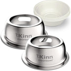 Kinn Kleanbowl Pet Bowl Stainless Steel Frame, 32 oz (Pack of 2) | Compostable Refills, Spill-Proof Stable, Disposable, Easy Cleaning, No Plastic