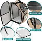 PetAmi Dog Backpack Carrier for Small Medium Dogs Large Cats up to 18 lbs, 2 Side Entry, Structured No-Collapse Frame, Airline Approved Ventilated Pet Backpack for Hiking Camping Travel Vet, Taupe