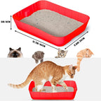 Bokon 25 Count Disposable Litter Box for Cat, Large Disposable Litter Tray for Travel Home Durable Portable Plastic Kitty Litters Boxes Leak-Resistant Easy-Grip Rim, 15.7 x 11.8 x 3 Inches(Red)