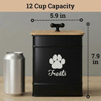 Dog Treat Container Airtight, 6"W x 8"H, Powder Coated, 12 Cup Capacity | Fits All Popular Treats, 12 Cup Capacity, Airtight Bamboo Lid, Easy Open Lid, Dent-Resistant Durable Metal Bone-Shaped Handle