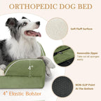 Comfort Expression Orthopedic Dog Beds for Large Sized Dog with Bolster | Waterproof Dog Couch Bed with Washable Cover & Non-Slip Bottom, Supportive Egg Crate Foam Large Pet Bed, 38x25 Inch