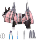 BEAUTYZOO Dog Grooming Hammock for Small Dogs/Cats, Nail Trim Restraint, S | Dog Hanging Harness for Nail Trim, Adjustable Hook & Loop,Soft Neck Support &Dual Safety Straps for Stress-Free Grooming,Pink
