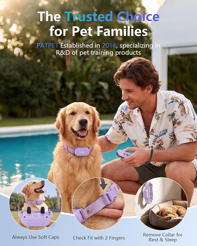 PATPET Shock Collar for 2 Dogs, 4000ft IPX7 Waterproof for 10-120lbs Dogs | Rechargeable 3 Training Modes (Beep/Vibration/Shock) Dog Training Collar with Remote Control for Small Medium Large Dogs