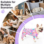 Bienbee Dog Pajamas, 4 Pack Adjustable Onesies for Small to Large Dogs L | Dog Shedding Suit with Soft Fabric, Breathable & Stretchy, and Adjustable Back Length for Sleeping Lounging and Daily Use